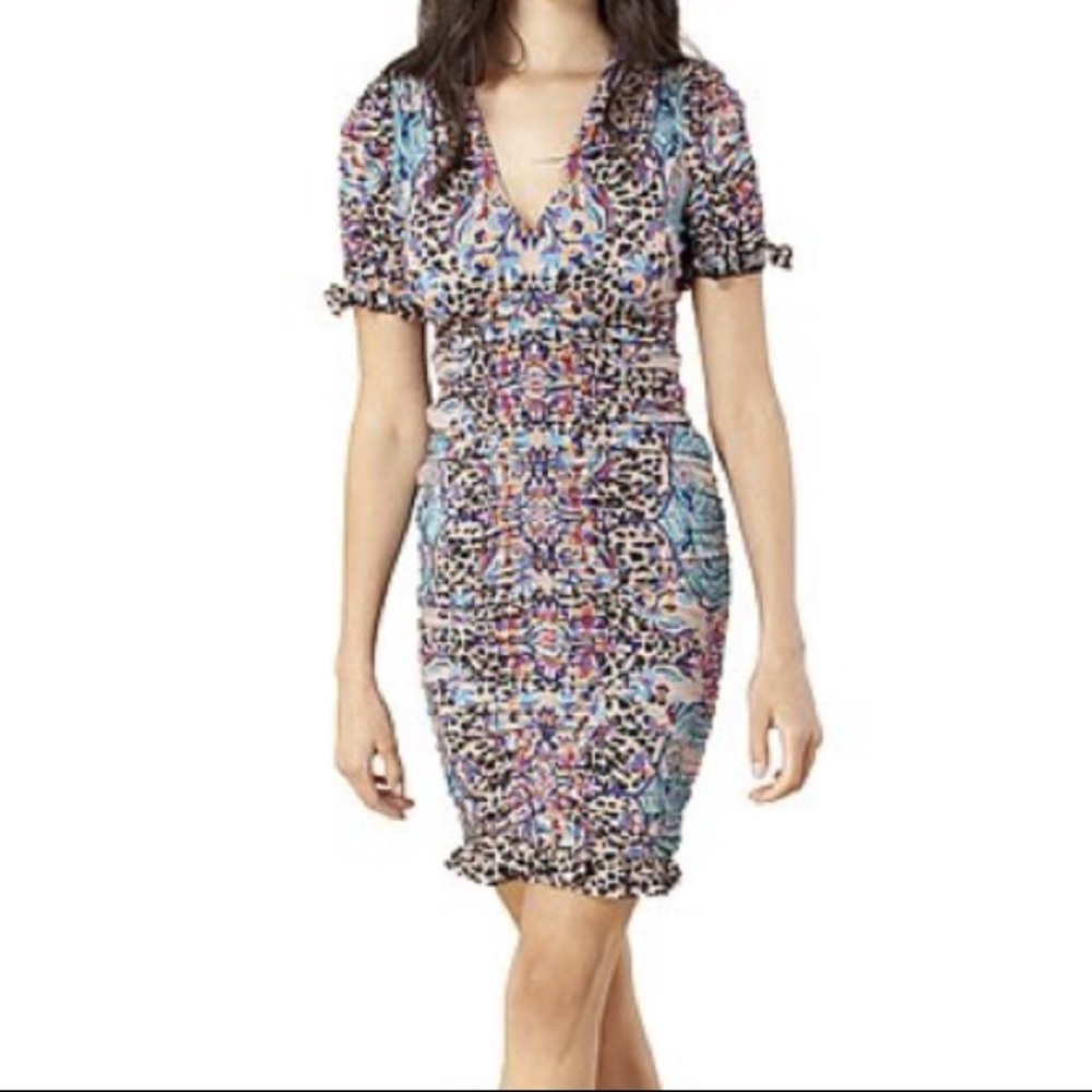 Hale Bob Vila Jersey Dress Gathered Front 3/4 Sleeve NWT